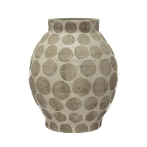 12" ROUND TERRA COTTA VASE WITH DOTS