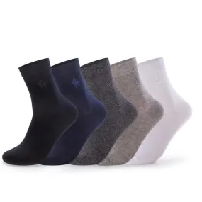 5 Pairs per Lot Casual Cotton Business Embroidery Socks for Men