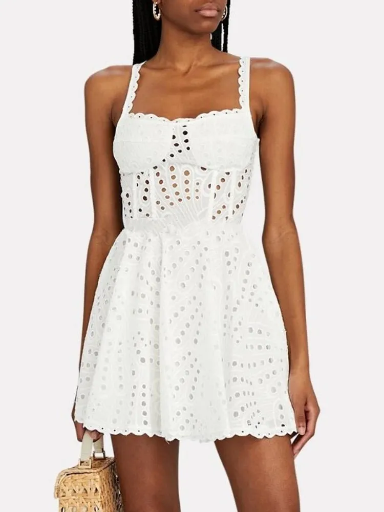 Broderie Anglaise Lace Mini Dress