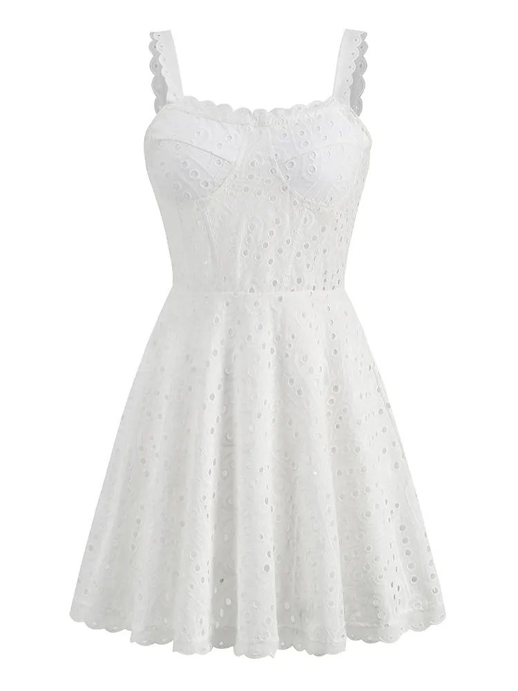 Broderie Anglaise Lace Mini Dress