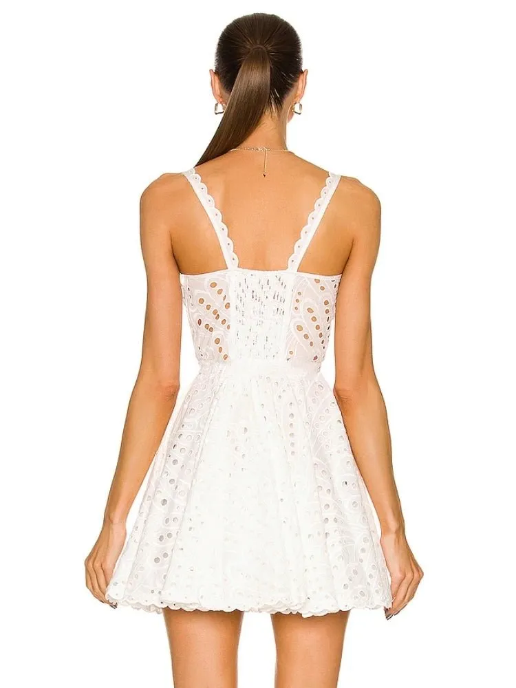 Broderie Anglaise Lace Mini Dress