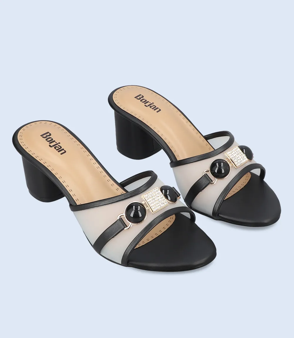 BW9352-BLACK-Women Slipper Heel