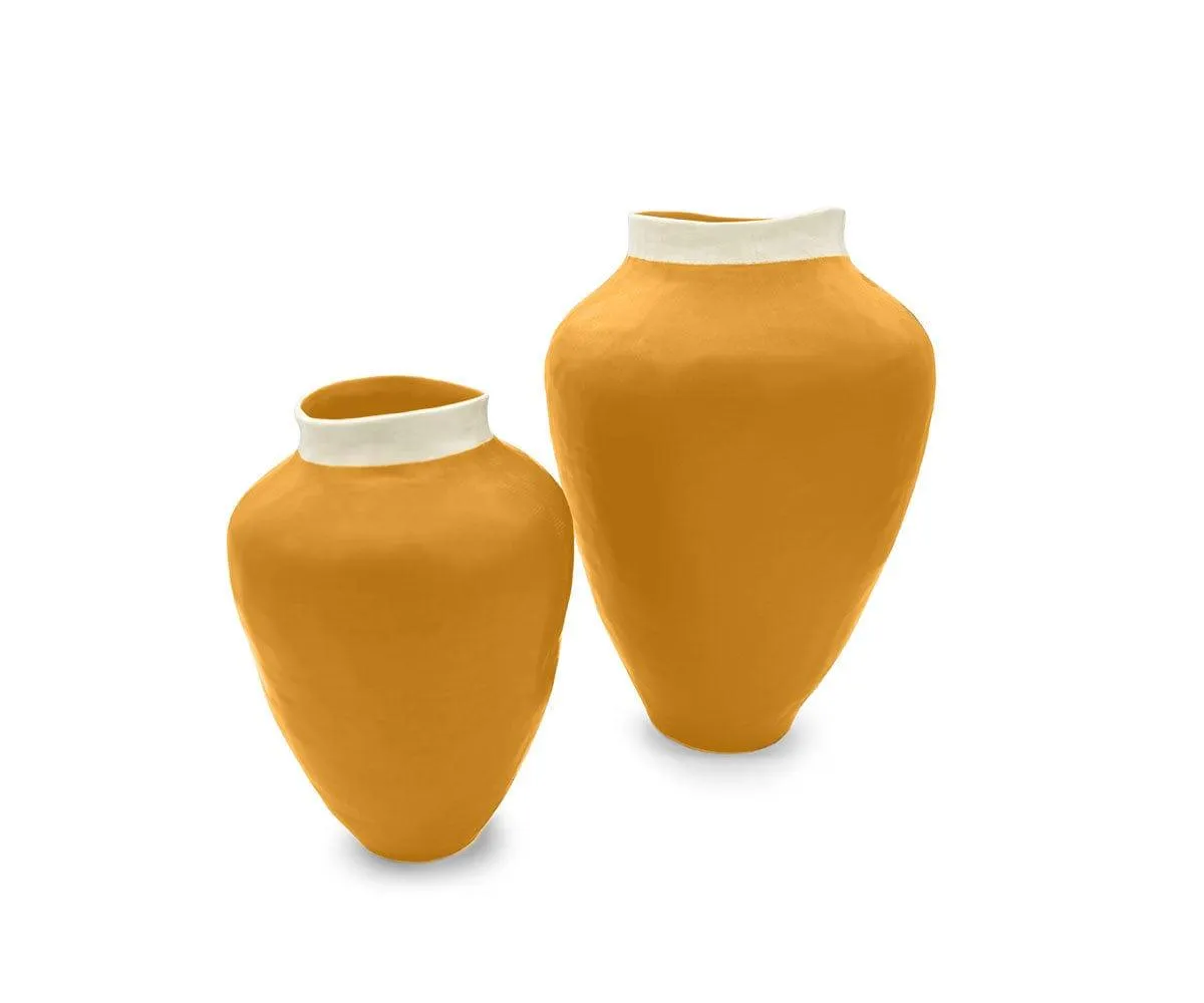 Ceramic Halo Vases - Mustard