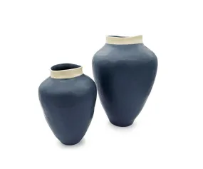 Ceramic Halo Vases - Navy