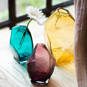 Colourful Faceted Glass Vases