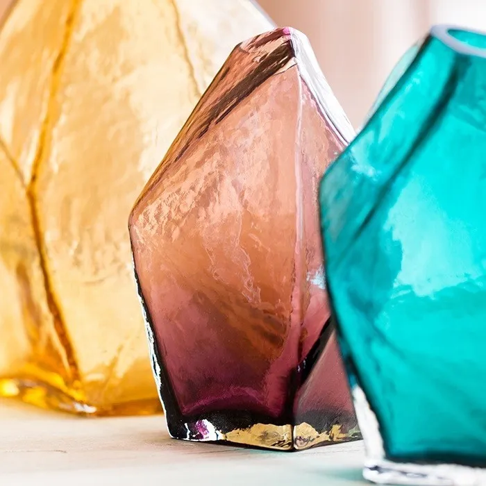 Colourful Faceted Glass Vases