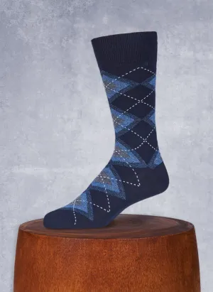 Jaspé Argyle Sock in Navy