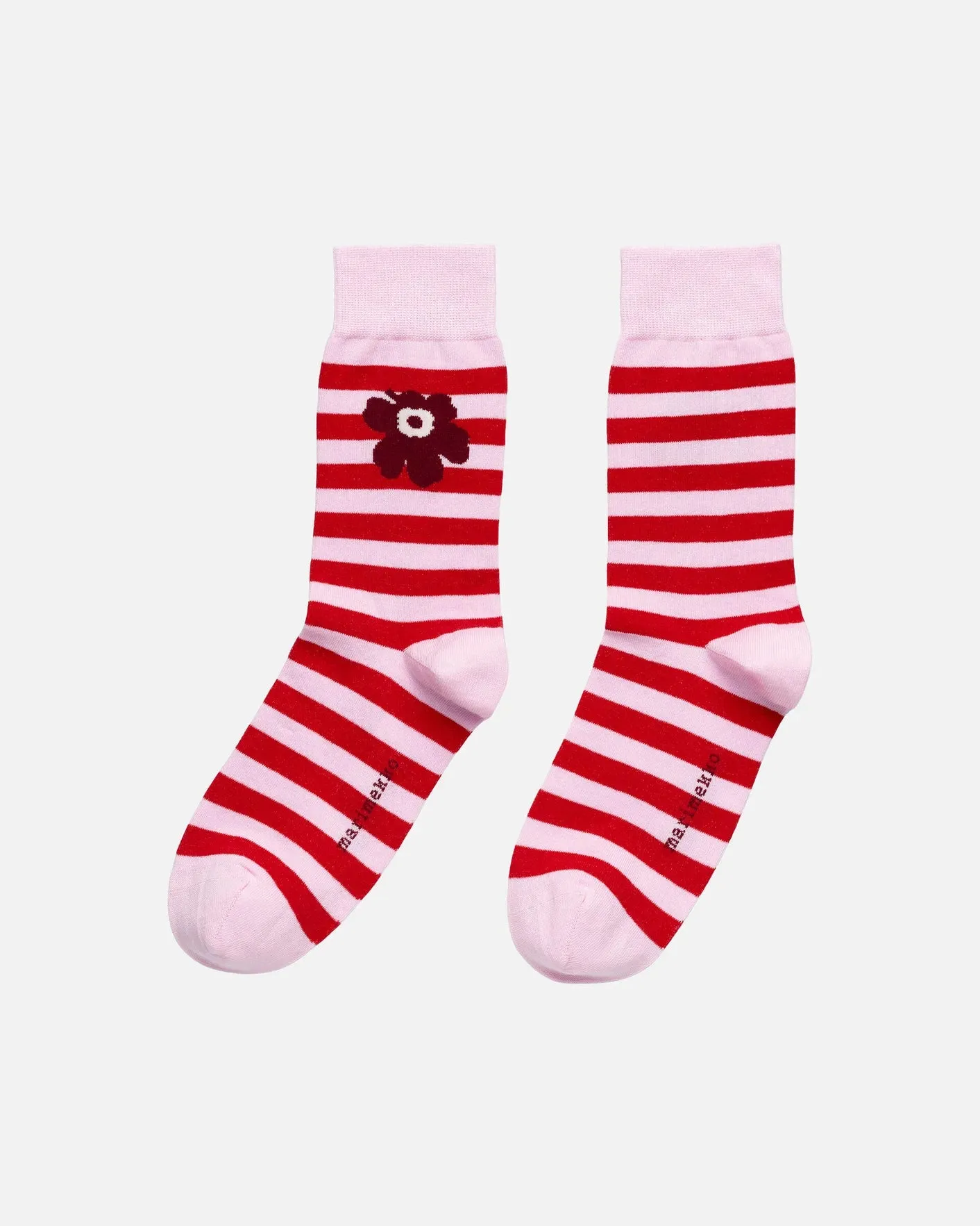 kasvaa tasaraita unikko one socks - pink and red