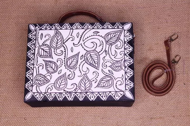 Madhubani Pattern Hand-painted crossbody Sling Bag for women