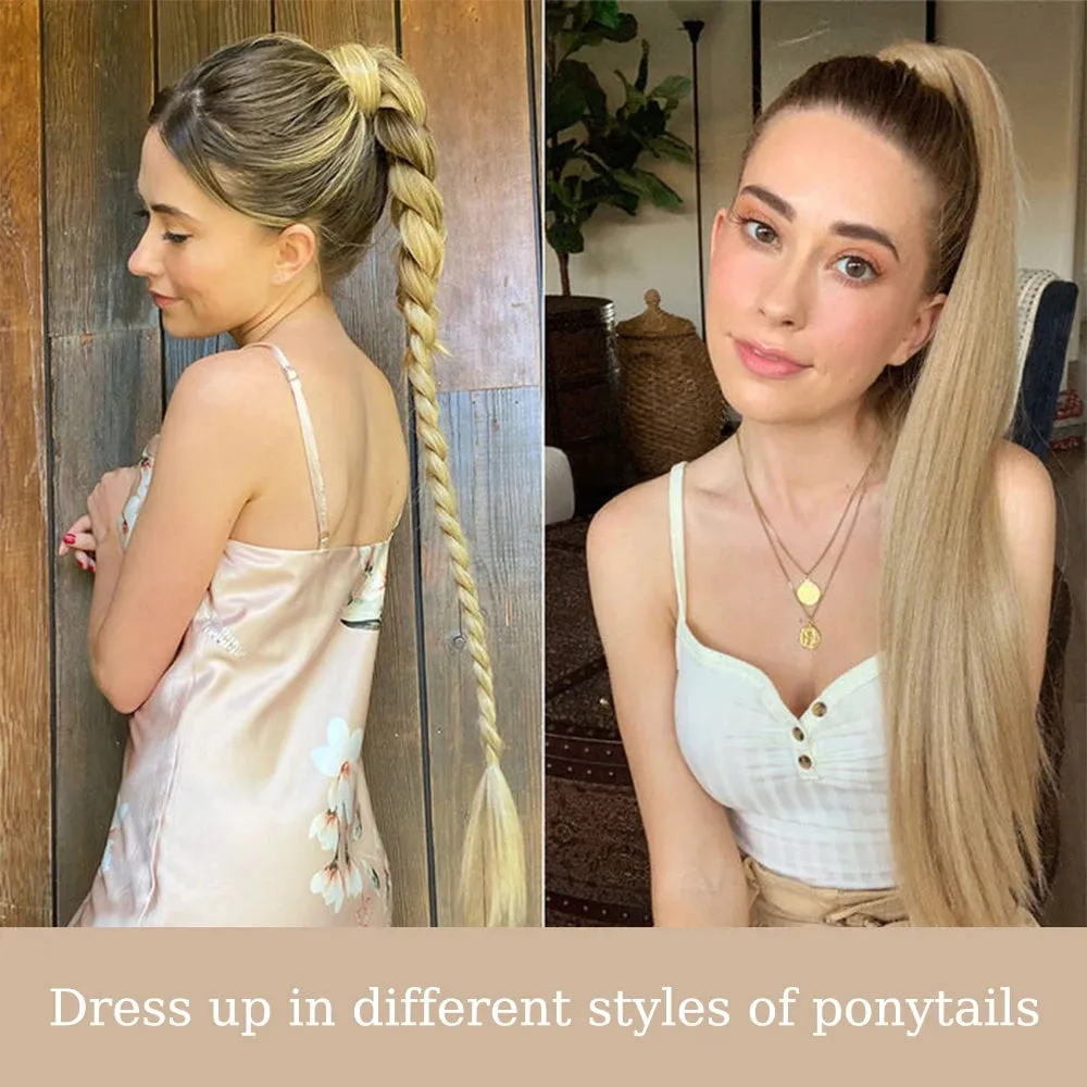 Pony Tail Fig Long Straight Ponytail Hair Synthetic Extensions Heat Resistant Hair 22 34inch Wrap Around Pony Hairpiece for Women