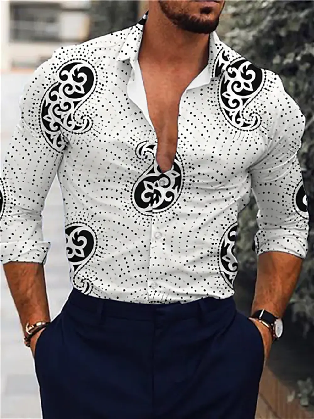 Fashion Men Single Breasted Casual Shirt