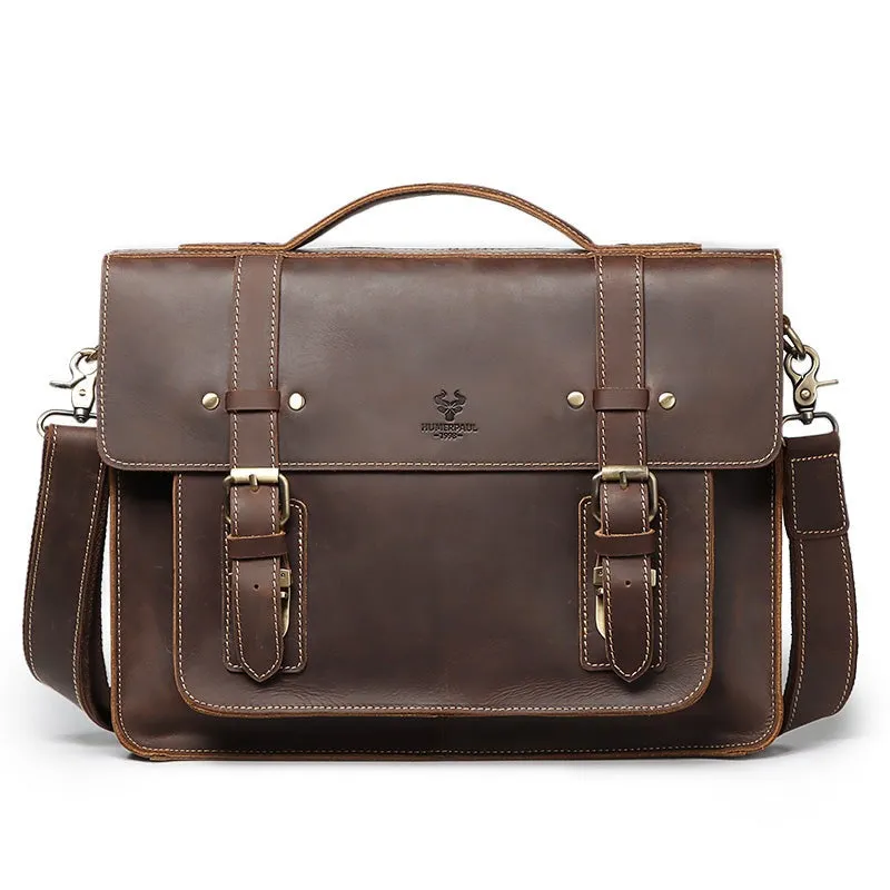 Retro Trend Cross-Body Bags Leather Briefcase