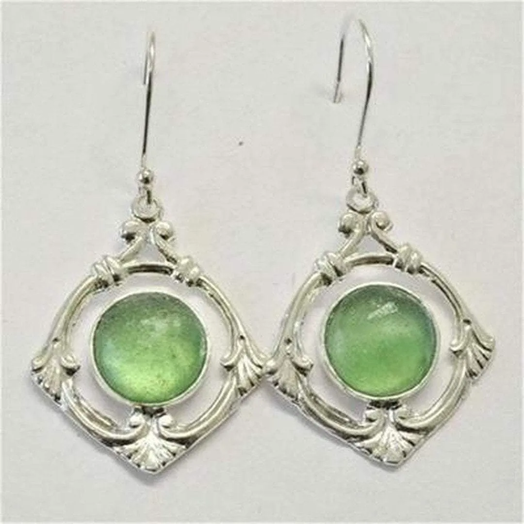 Roman glass earrings Israeli jewelry sterling silver earring