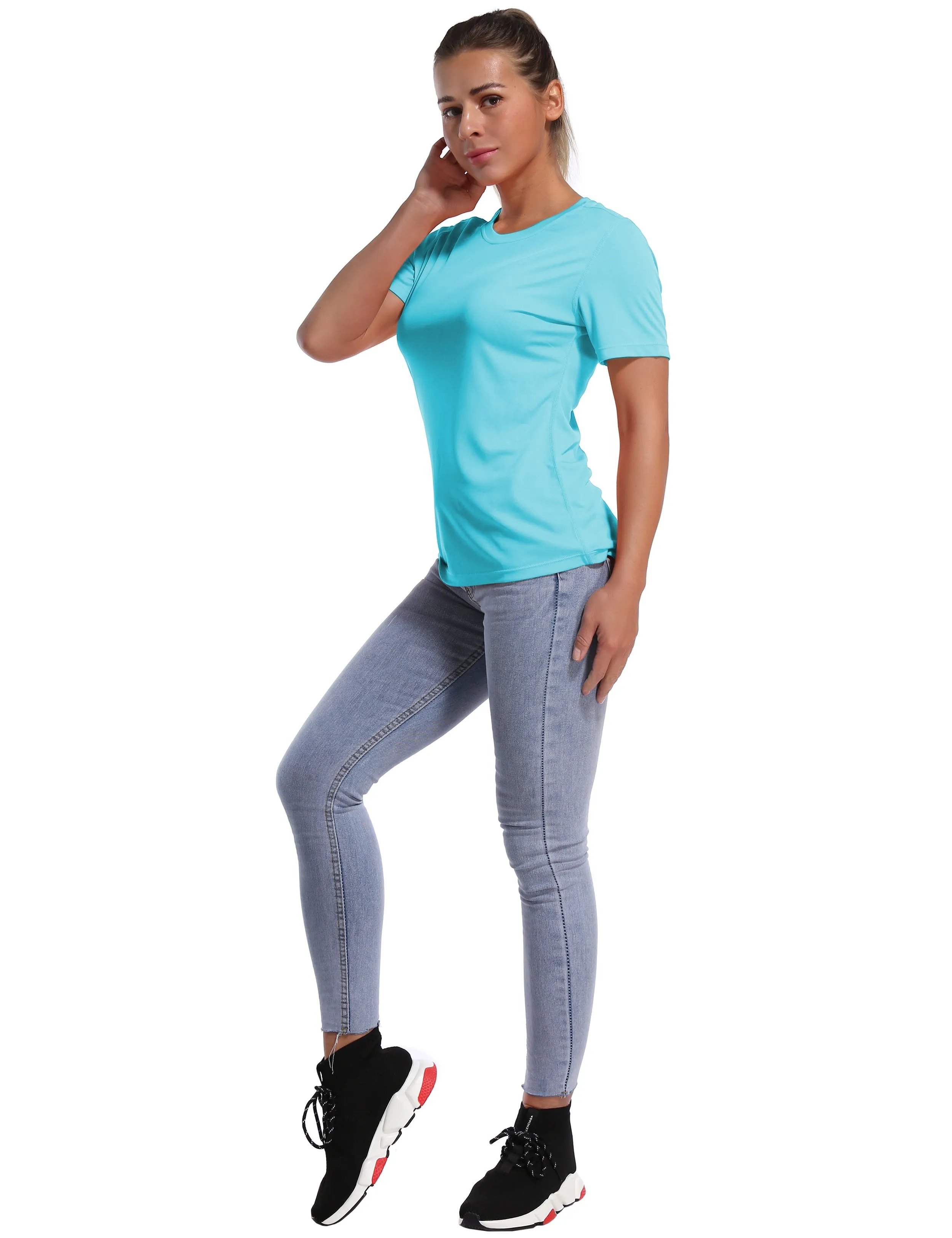 Short Sleeve Athletic Shirts blue_yogastudio