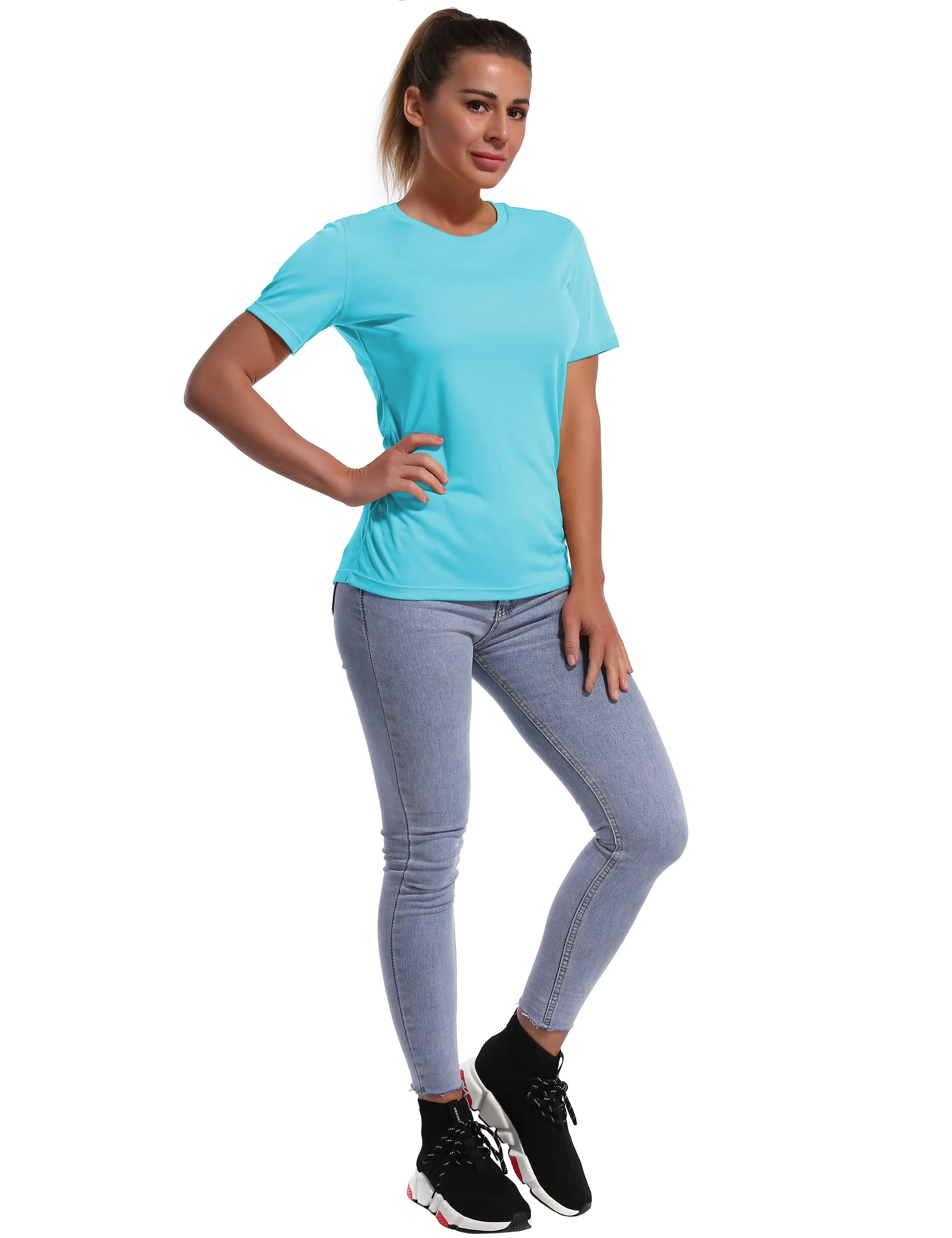 Short Sleeve Athletic Shirts blue_yogastudio