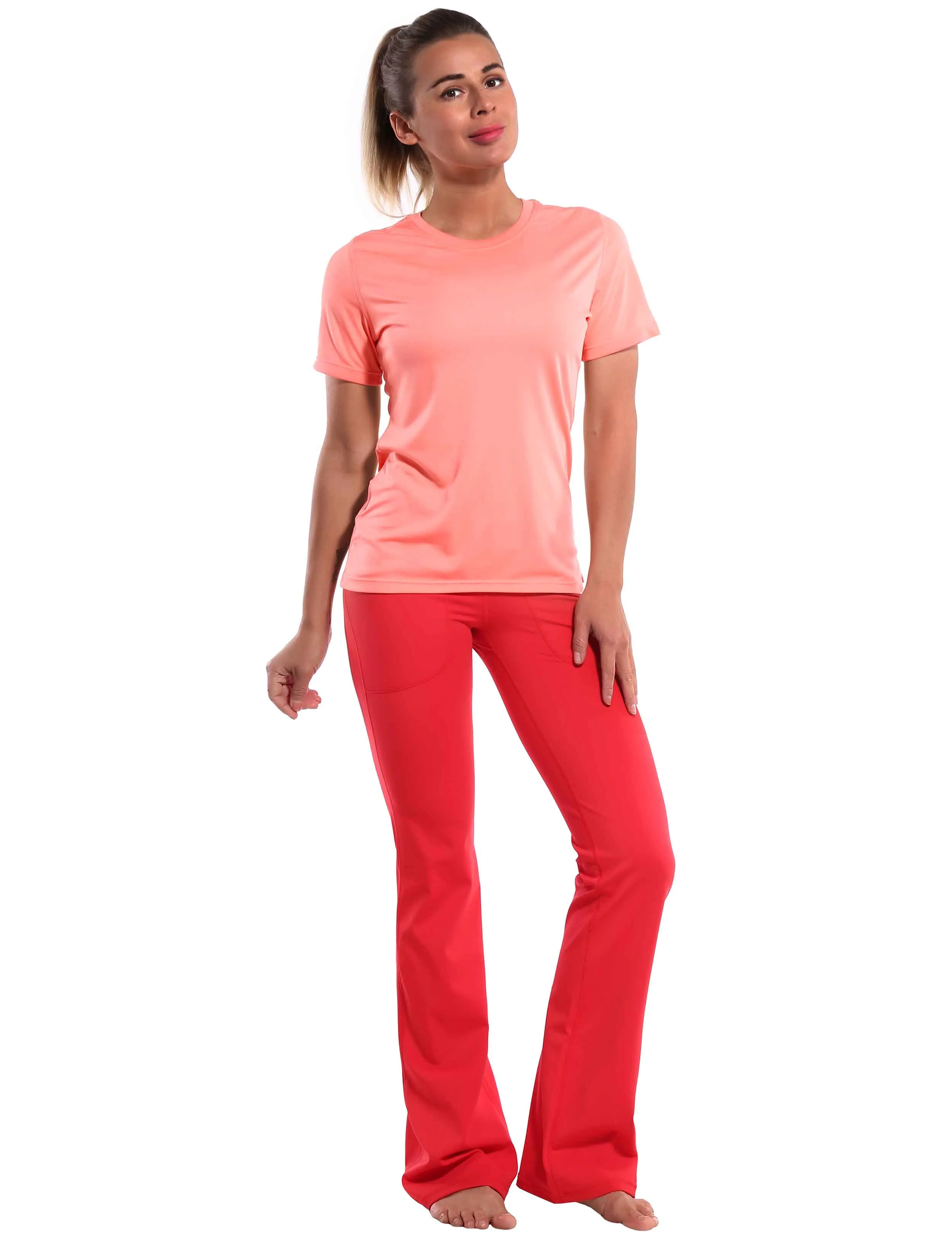 Short Sleeve Athletic Shirts coral_yogastudio