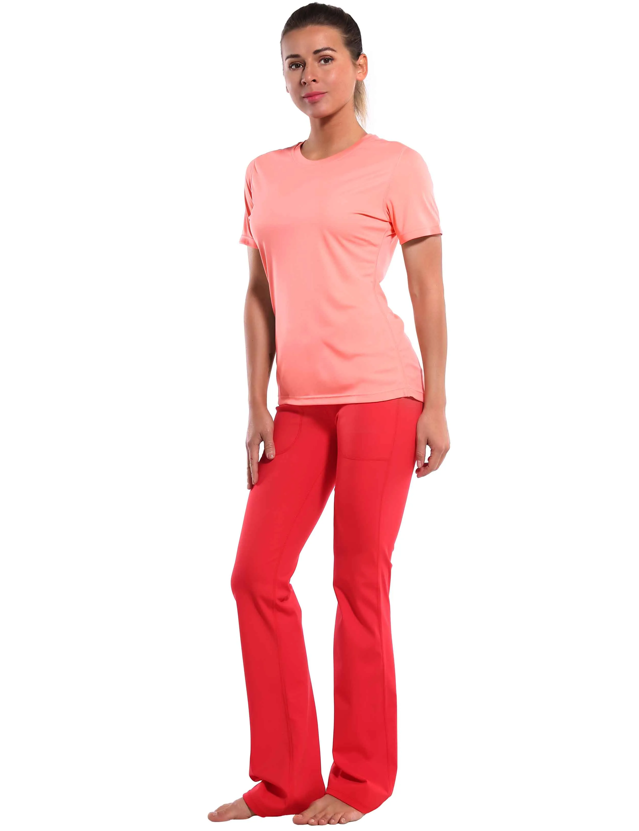 Short Sleeve Athletic Shirts coral_yogastudio