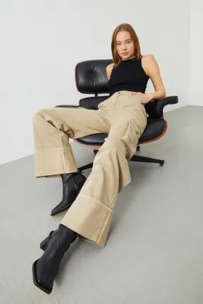 Sierra Wide Leg Fit Beige Women's Cargo Pants