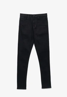 Solid Denim Pants With Back Pockets