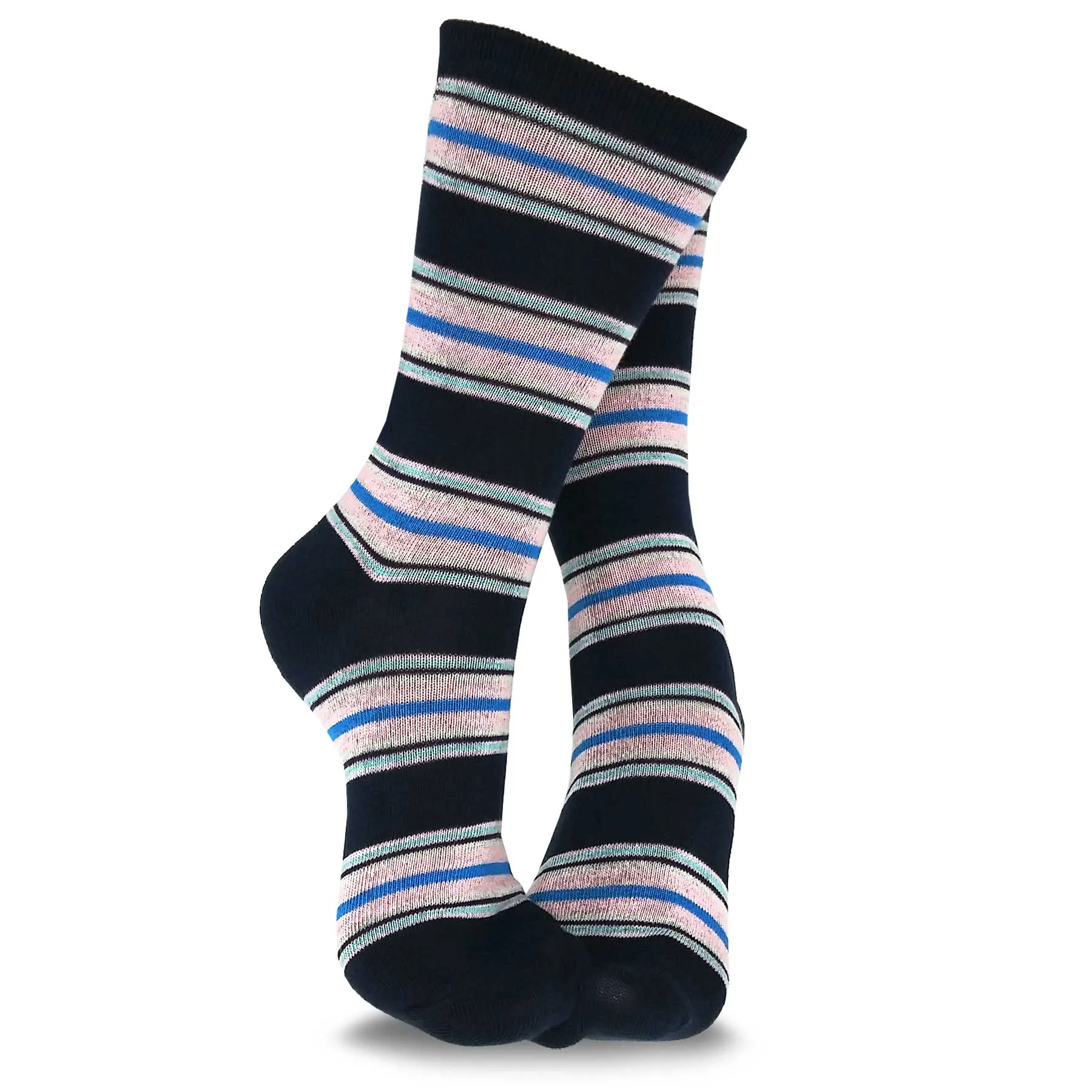 TeeHee Socks Women's Casual Polyester Crew Multi Stripe 6-Pack (11631)