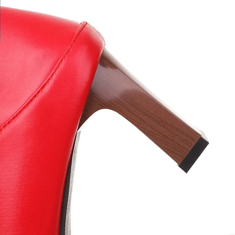 Women's's Square Toe Low Up Block Heels Shoes